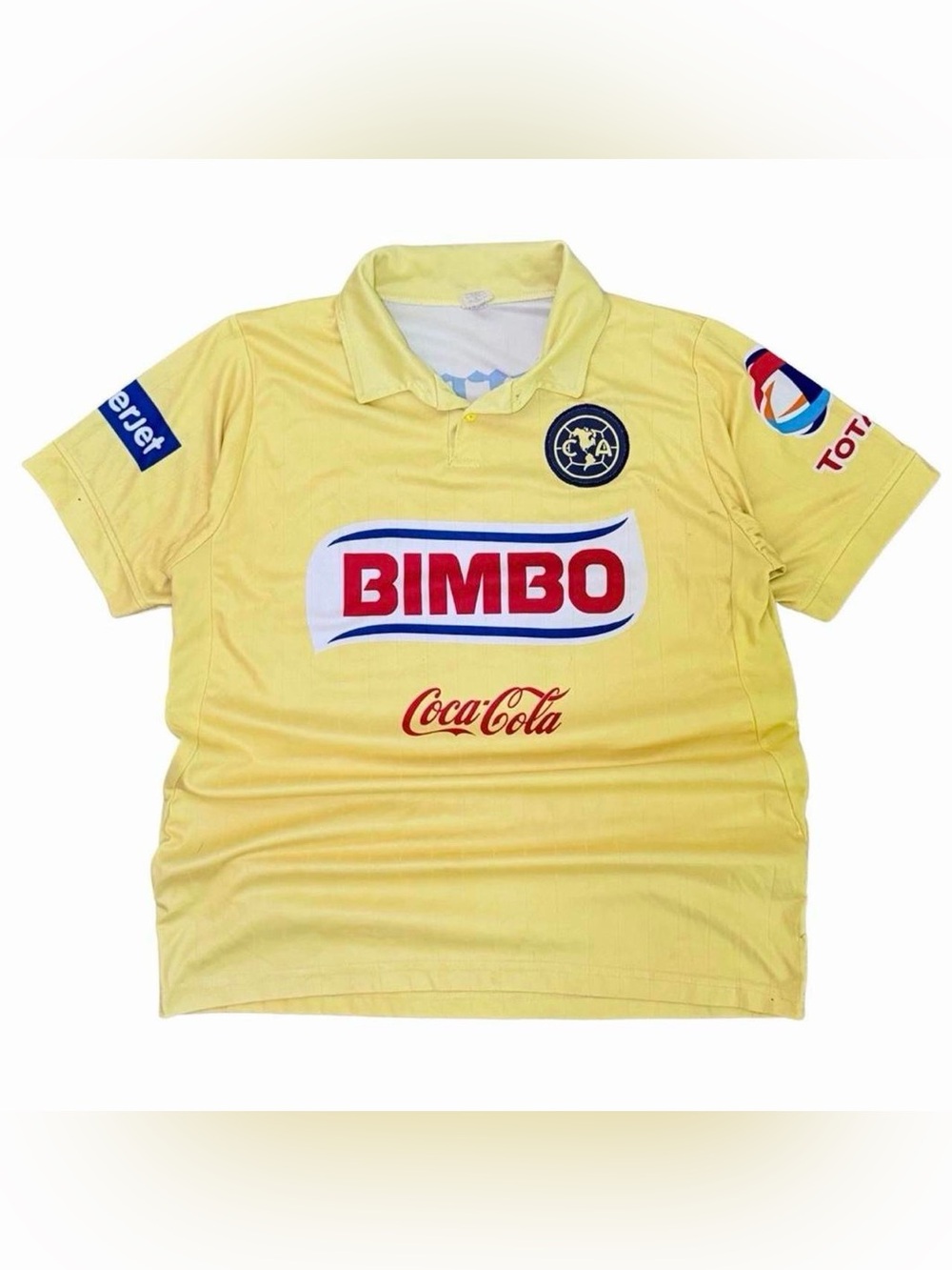Vintage Y2k  Club América México Liga MX  Soccer Jersey Yellow Bimbo Corona #14